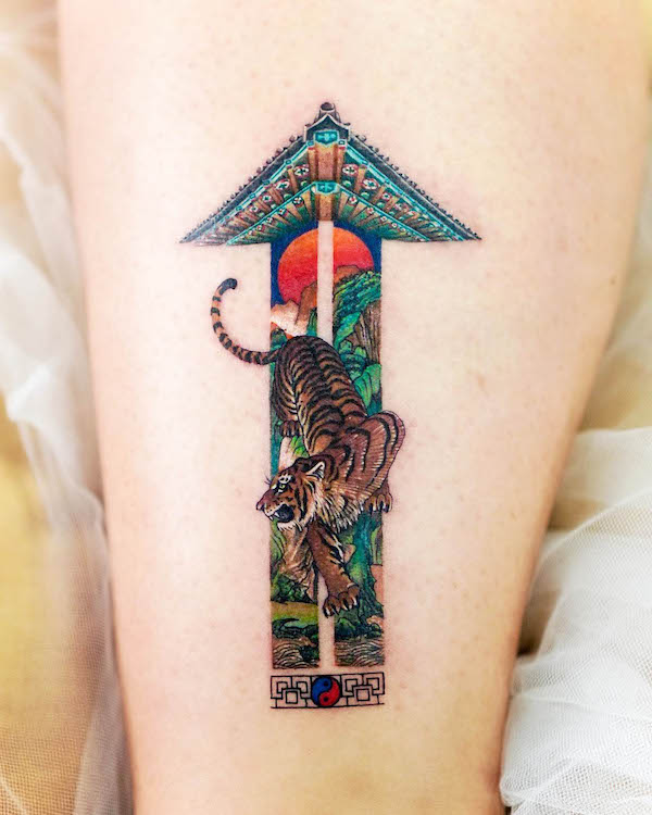 Tatuaggio con tigre orientale di @daldam__