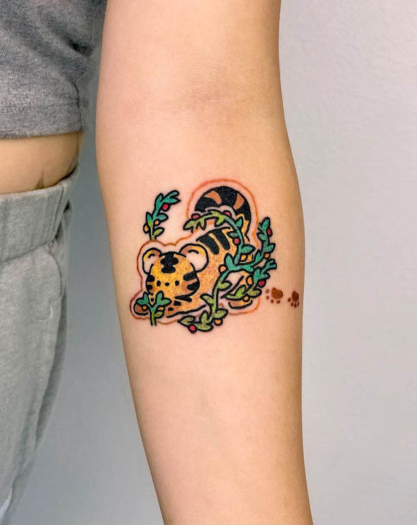 Tatuaggio di @xinamon_tattoo con una simpatica tigre dei cartoni animati