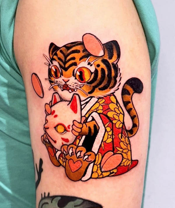 Maschera di Tigre e Kitsune di @chen.tattooer