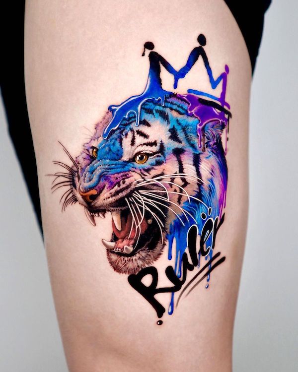 Tigre di ispirazione street di @orot_tattoo