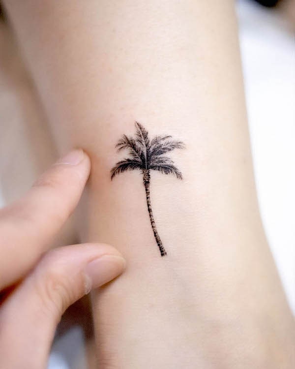 Piccolo tatuaggio dettagliato di palma di @handitrip