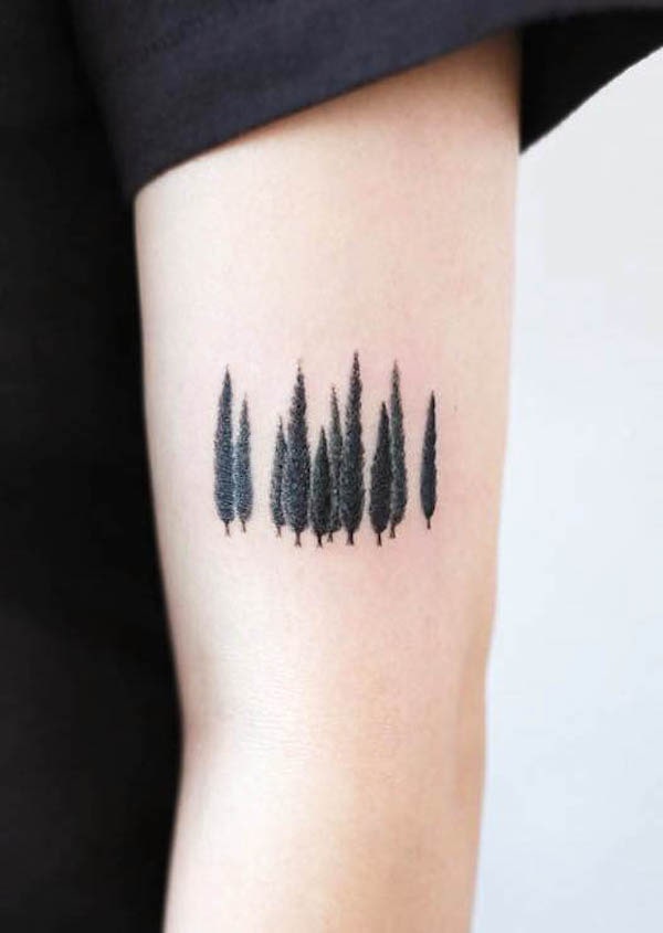 Tatuaggio di cipresso di @tattooist_doy