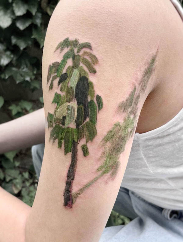 Albero con ombra tatuato da @chanmi_gallery