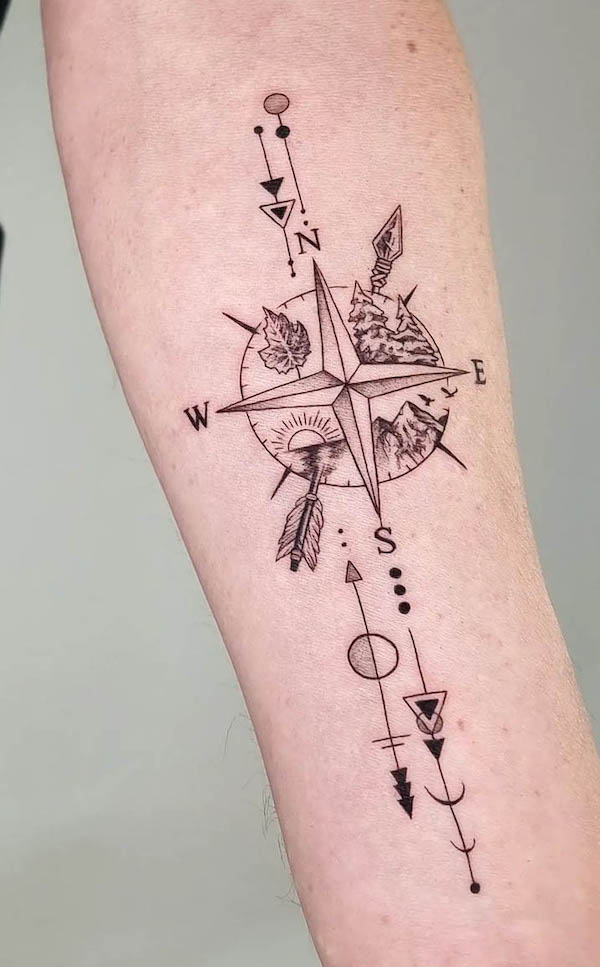 Tatuaggio con bussola quattro stagioni da @kimkim.tattoo