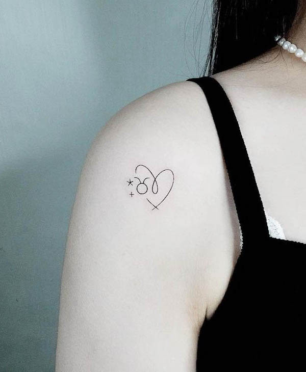 Tatuaggio del segno zodiacale Toro di @nieun_tat2