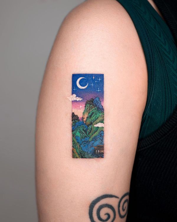 Tatuaggio del cielo stellato di @tattooist_eq