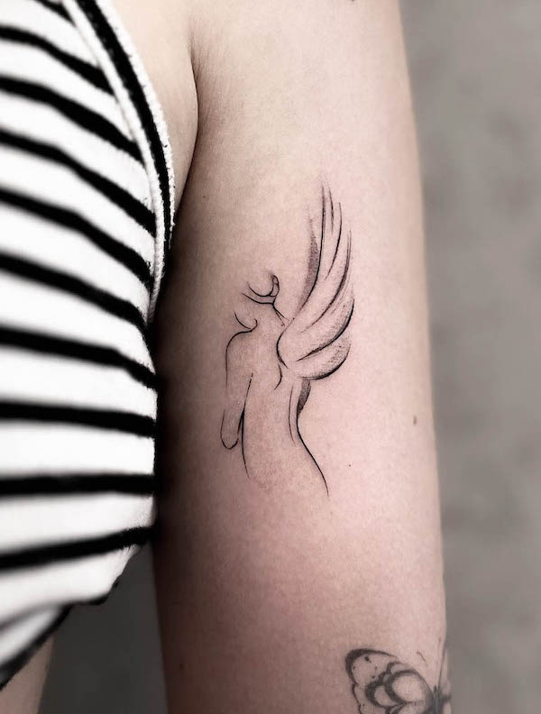 Angelo astratto tatuaggio per le donne da @na.szkicowana
