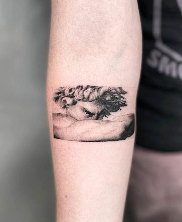 Angelo caduto tatuato da @ferunda