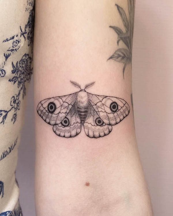 Tatuaggio di Polyphemus moth da @la.pipe.bleue