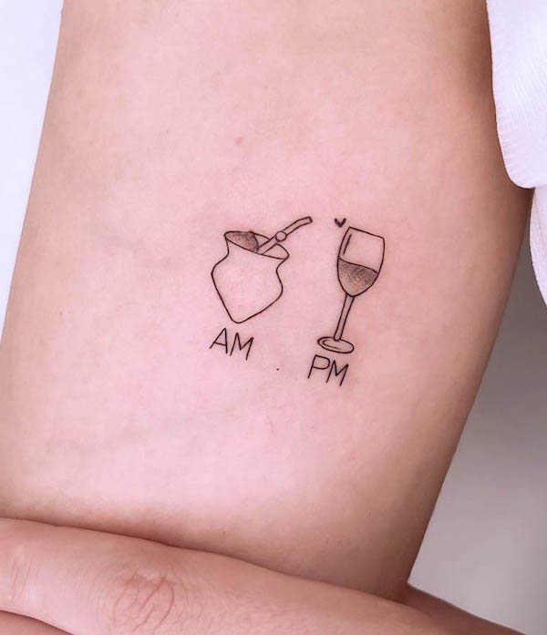 Tatuaggio Am Pm fun fine line di @studioandersonperosa