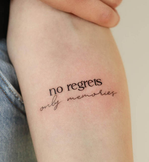 No regret - motto della vita tatuato da @atelier.jiyu