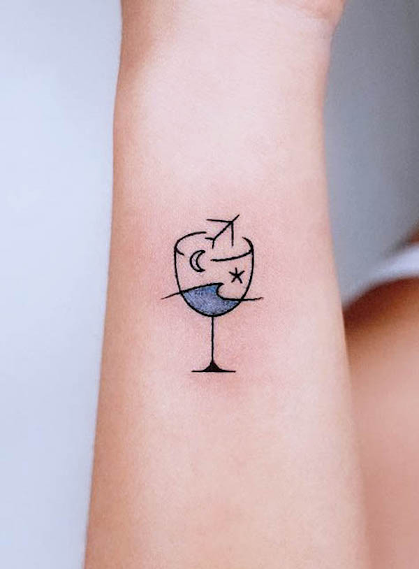 Tatuaggio con aereo e onda di @nieun_tat2