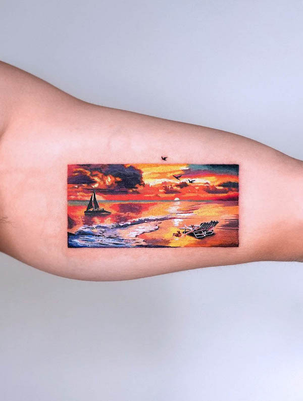 Tatuaggio Sunset Beach di @opal.tattoo
