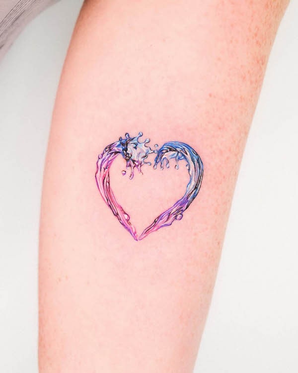 Tatuaggio Waves of heart di @guseul_tattoo