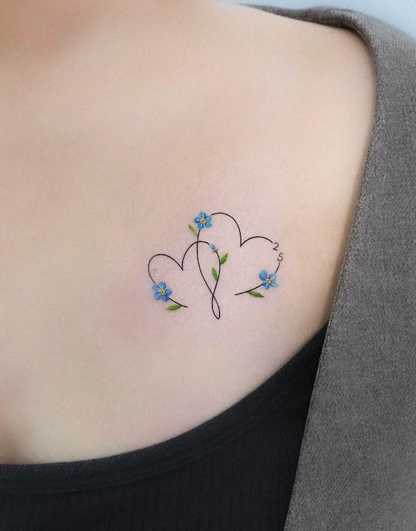 Cuori floreali semplici di @suya_ink