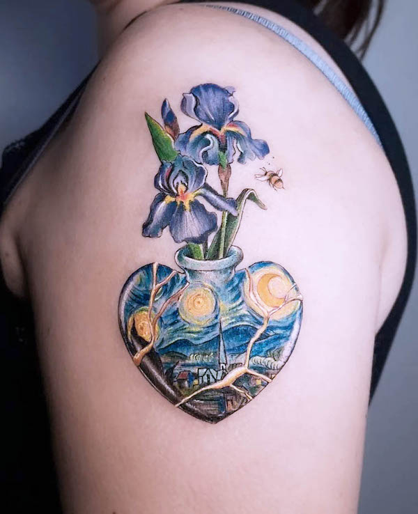 Tatuaggio a cuore Starry Night di @barbara_corbucci_tattooer