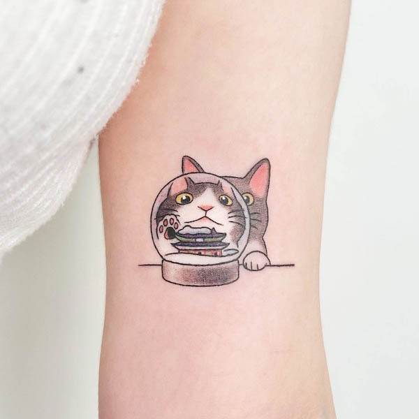 Tatuaggio di gatto carino di @buoythefishlover