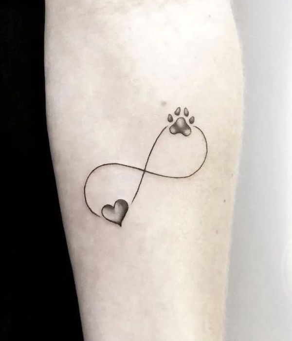 tatuaggio con cuore infinito per proprietari di animali da @inkpulztattoo
