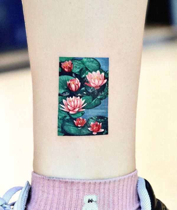 Tatuaggio con pittura di loto di @tattooist_mul
