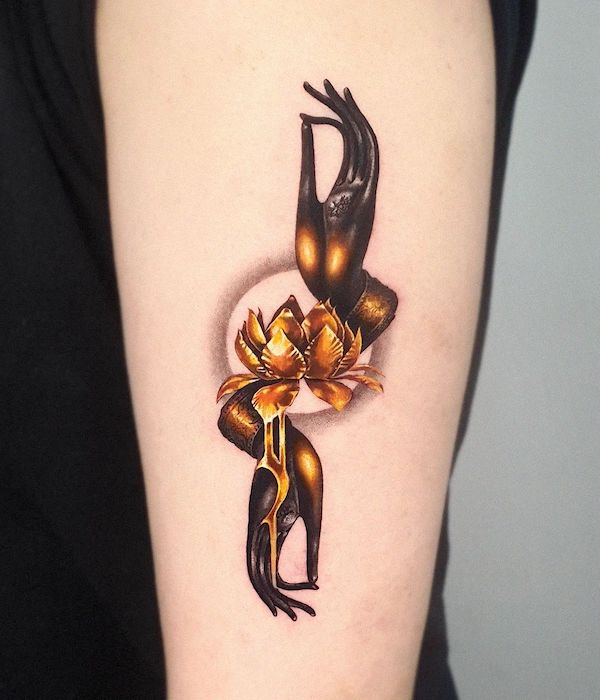 Tatuaggio di Buddha e loto di @jiro_painter