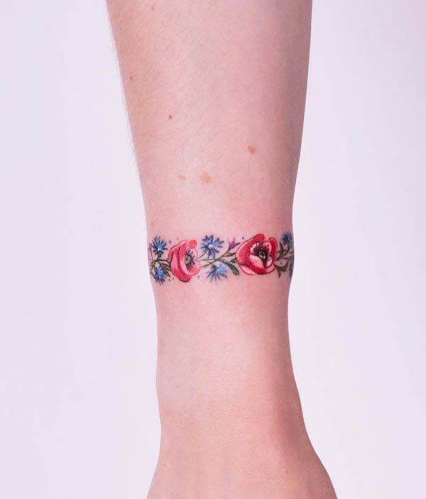 Fascia di fiori di papavero acquerellati di @cat_._kat