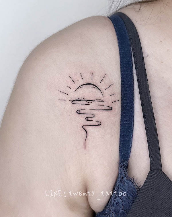 Semplice tatuaggio dell'alba di @twenty_tattoo