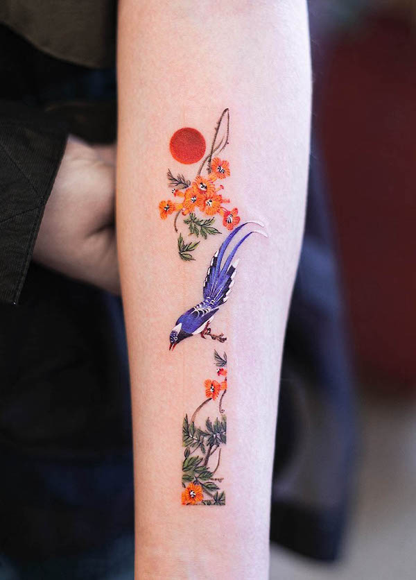 Tatuaggio di paesaggio orientale di @inkflow_franky