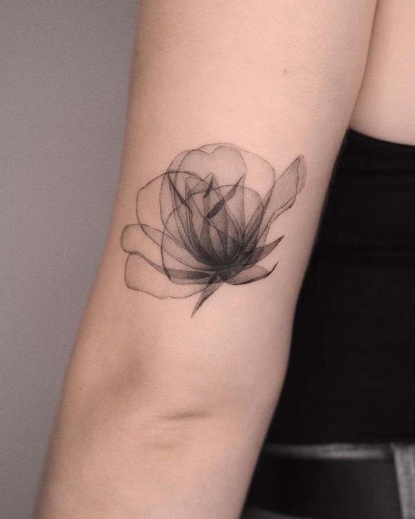 Tatuaggio rosa simbolico dell'amore di @zawadzki_tattoo