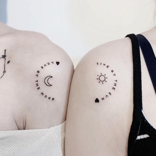 Tatuaggio con sole e luna di @definition.tattoo