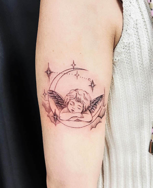 Tatuaggio Cupido di @luluouo.tattoo