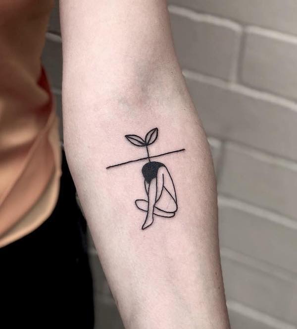Tatuaggio della crescita sull'avambraccio di @plantifulin