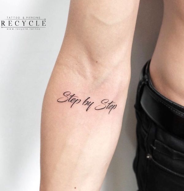 Tatuaggio con citazione step by @recycletattoo.mini