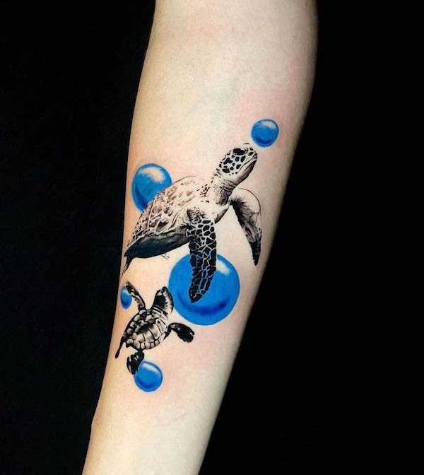 Bolle e tartarughe di @shadetattoogallery