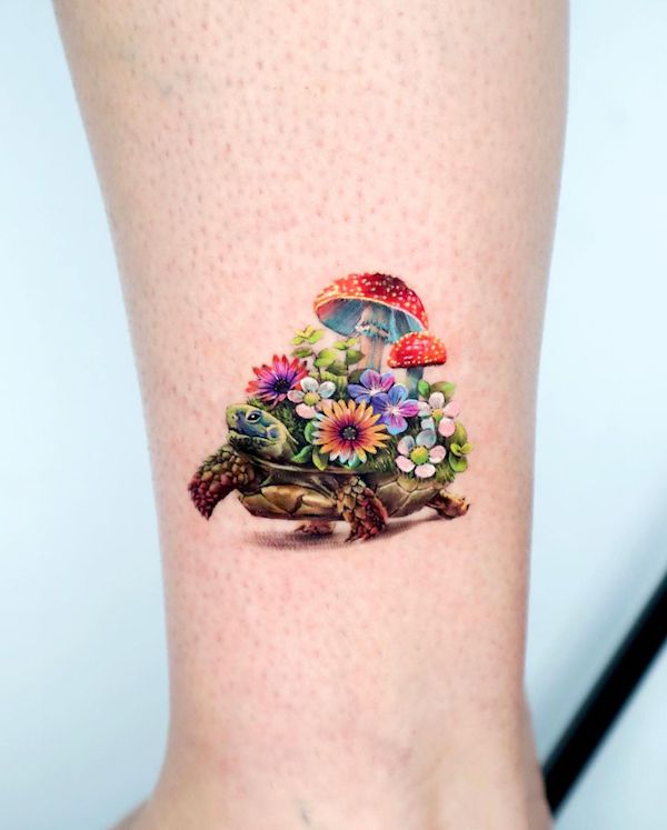 Splendido tatuaggio di tartaruga di @non_lee_ink