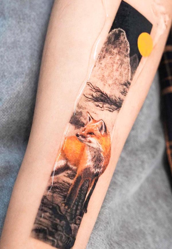 Tatuaggio di volpe di @tattooist_eq