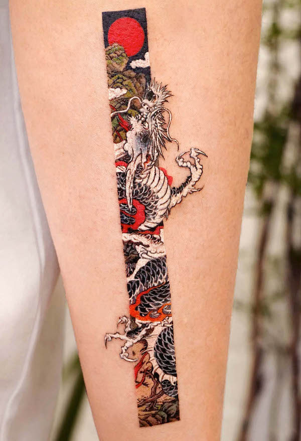 Tatuaggio orientale con drago di @tattooist_eq