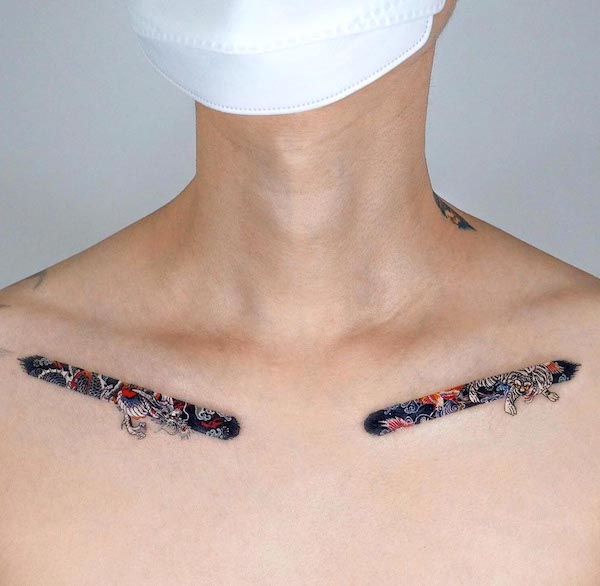 Tatuaggio Landscape collarbone di @tattooist_eq