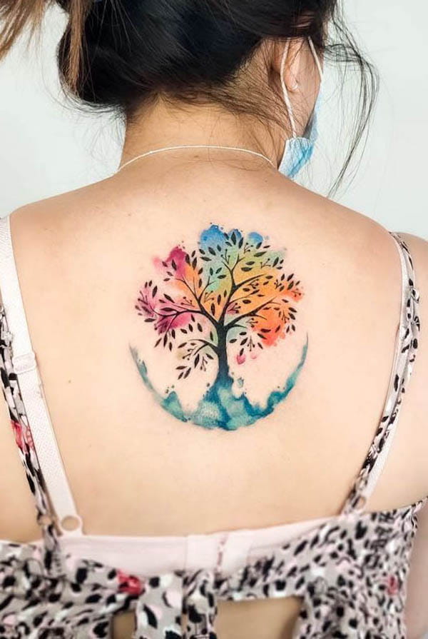 Acquerello albero della vita tatuaggio da @arielo.ink
