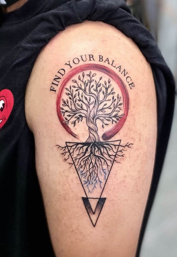 Tatuaggio geometrico dell'albero della vita di @skinmachinetattoo