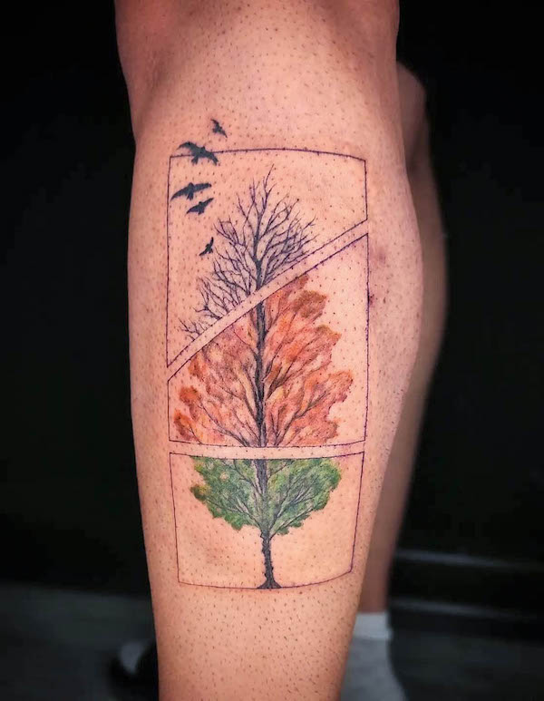 Tatuaggio creativo dell'albero della vita di @tattoo._.buddy