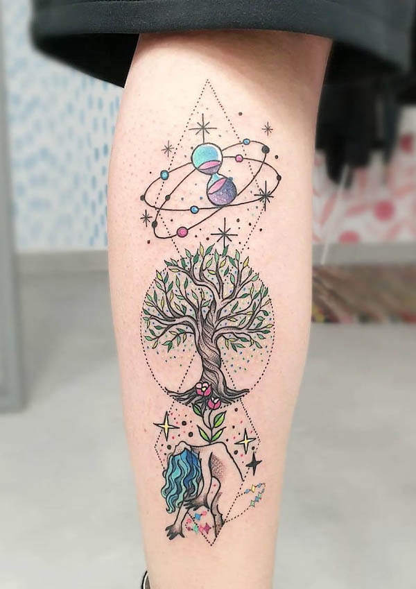 Tatuaggio dell'albero cosmico della vita di @siminamina