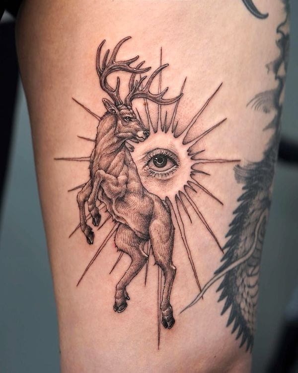 Tatuaggio con cervo e occhio di @tattooer_intat