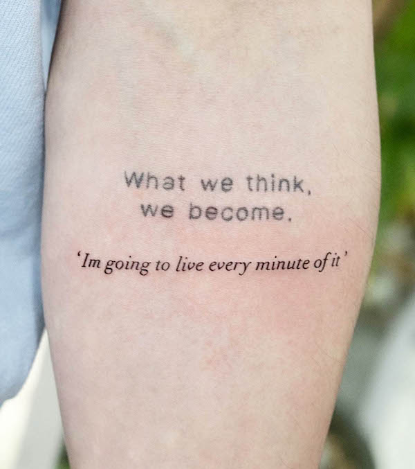 Tatuaggio con citazione di un nuovo inizio da @daldam_
