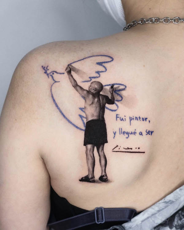 Tatuaggio nuovo inizio con colomba bianca di @yan2_ta2