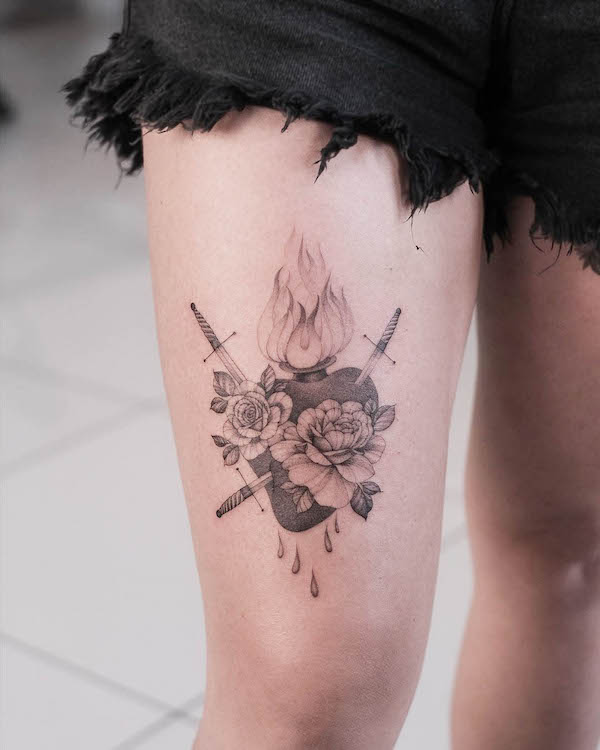 Cuore ardente di @sashatattooing