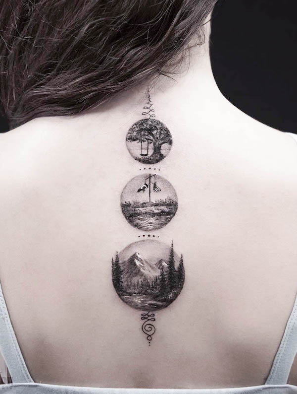 Tatuaggio Landscape Spine di @grxsy