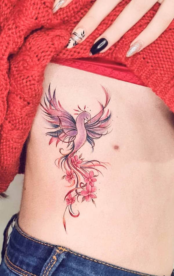 Una fenice femminile sul fianco di @barbara_corbucci_tatuatore