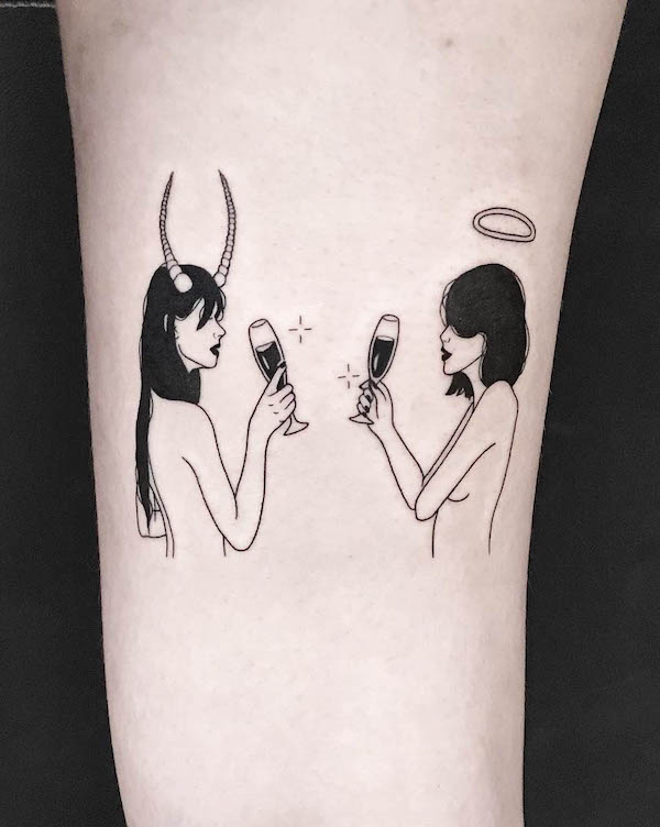 Il bene e il male tatuato da @maya_gat