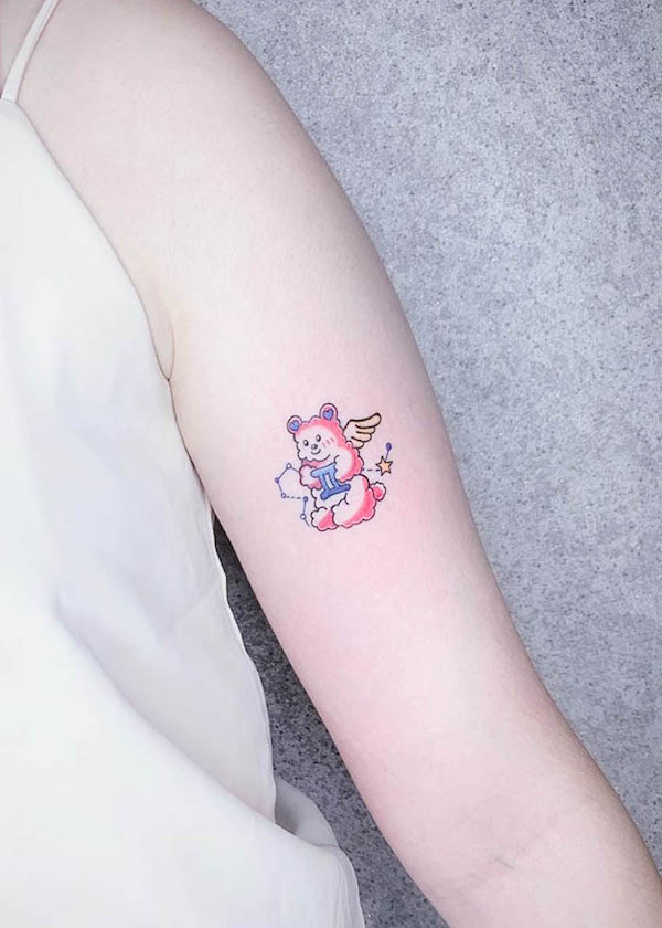 Tatuaggio Gemelli orso carino di @provintia_tattoo