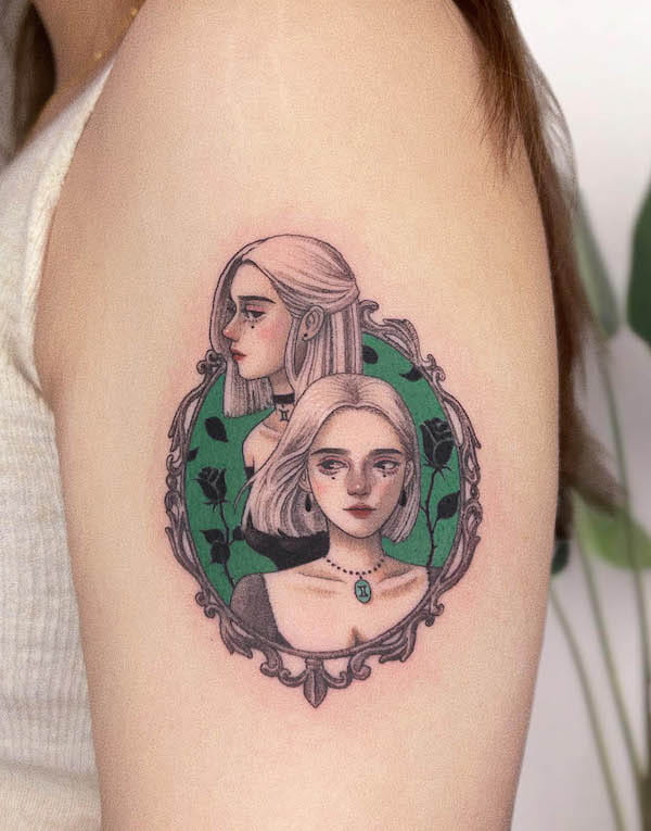 Adorabile tatuaggio Gemelli per le donne da @huamary